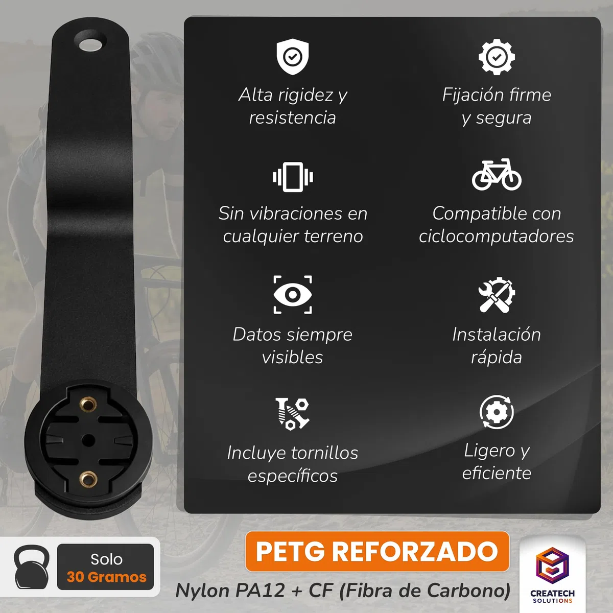 Soporte Manillar Canyon Gear Groove Grail 2-Aeroad-Endurance-Ultimate Valido para Ciclocomputadores/Soporte para Ordenador de Bicicleta Universal Nylon PA12 + CF V2