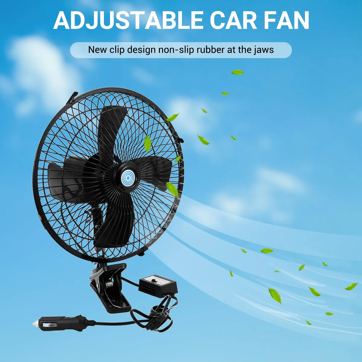 Ventilador EléCtrico de Coche de 10 Pulgadas y 12 V Ventiladores de Enfriamiento Oscilantes de Velocidad Ajustable con Clip para Coche CamióN Viaje Casa