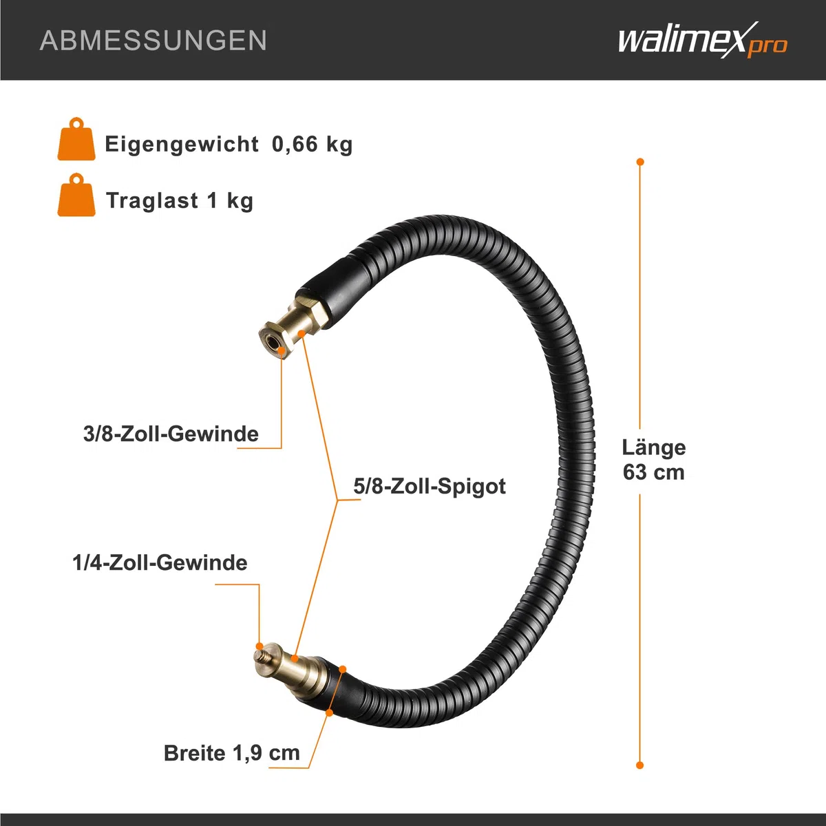 Walimex 19488 - Kit de sujección (645g, 55 cm, .) Negro