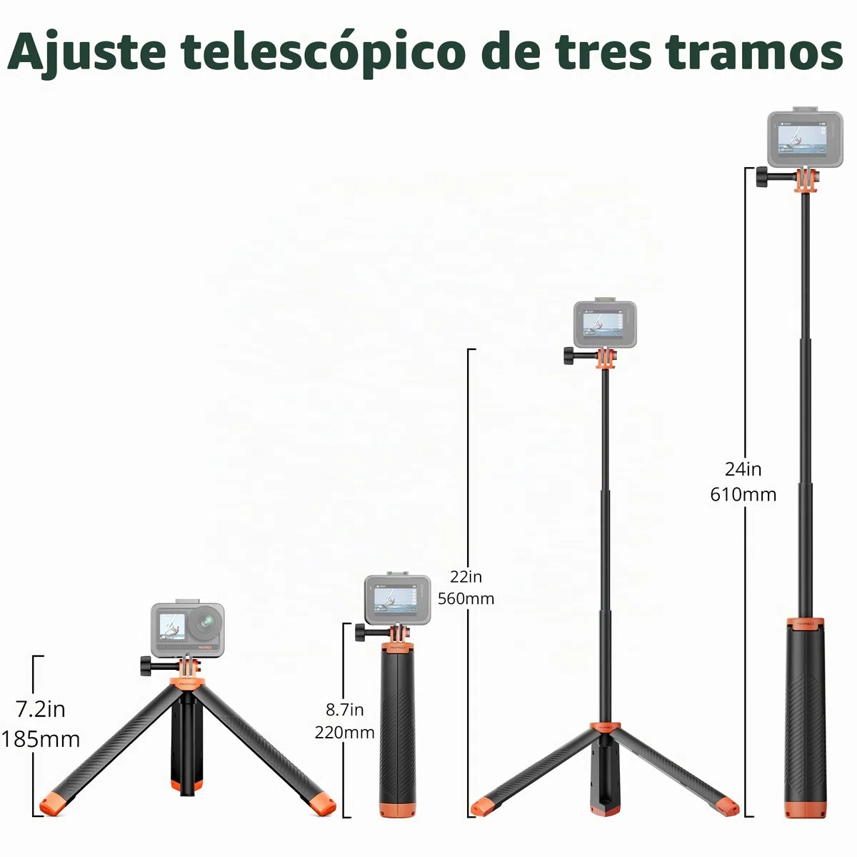 AKASO Palo de Selfie Trípode con empuñadura Flotante, Compatible con Gopro Hero 13/12/11/10/ 9/MAX/dji Osmo Action AKASO EK7000/Brave 4/Brave 7 LE/Brave 7 Cámara de Acción Accesorios