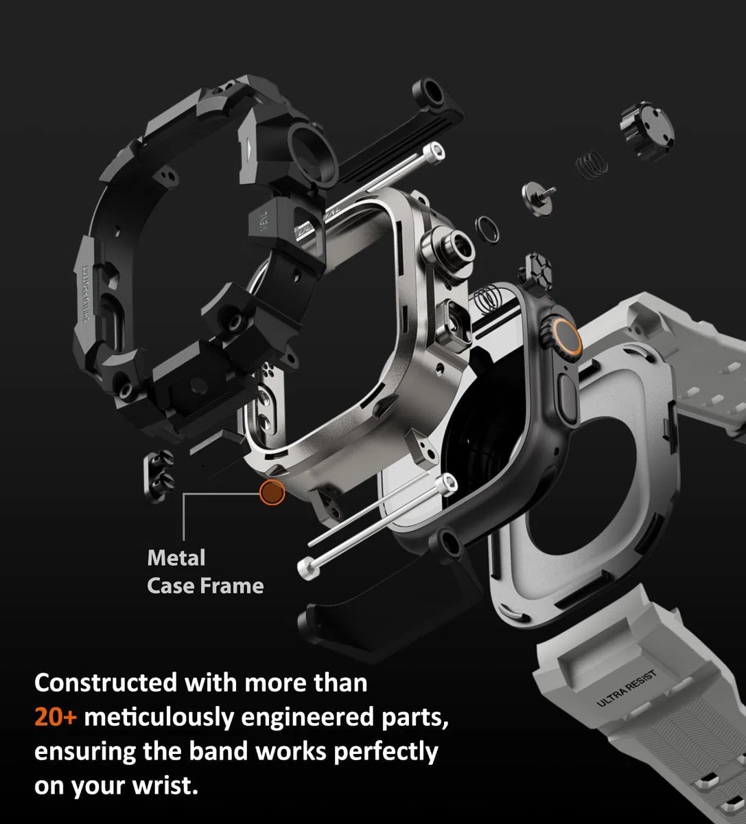 ULTIMAL Correas deportivas compatibles con Apple Watch de 44 mm/45 mm, funda protectora militar, correa de TPU resistente para iWatch, correa ajustable para Apple Watch Series 9, 8, 7, 6, 5, 4 SE