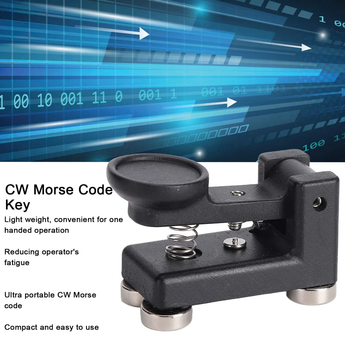 SEAFRONT Llave Manual de Código Morse CW, Ultraportátil con Almohadillas para los Pies, Equipo de Protección, Material ABS, Modelo QU-4525 para Radio de Onda Corta
