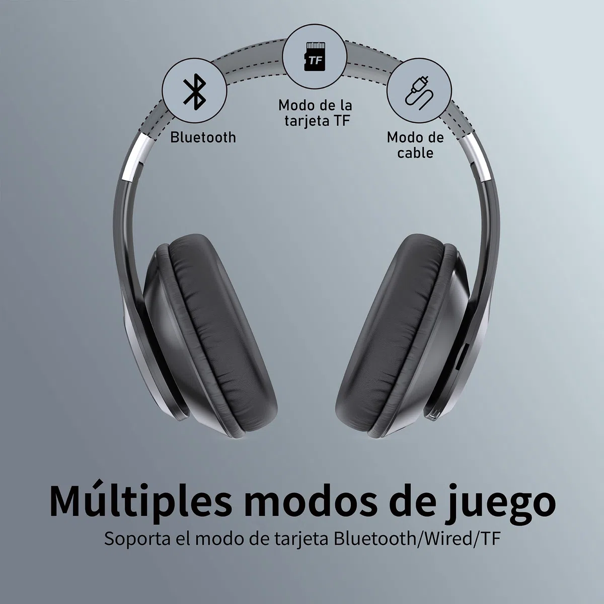 9S Auriculares Inalambricos Bluetooth Plegables, 60 Horas de Reproducción Cascos Inalambricos Bluetooth Diadema Estéreo HiFi con Micrófono, 6EQ Modos, Soporte Micro TF/FM, Para PC/TV/Fones (Negro)