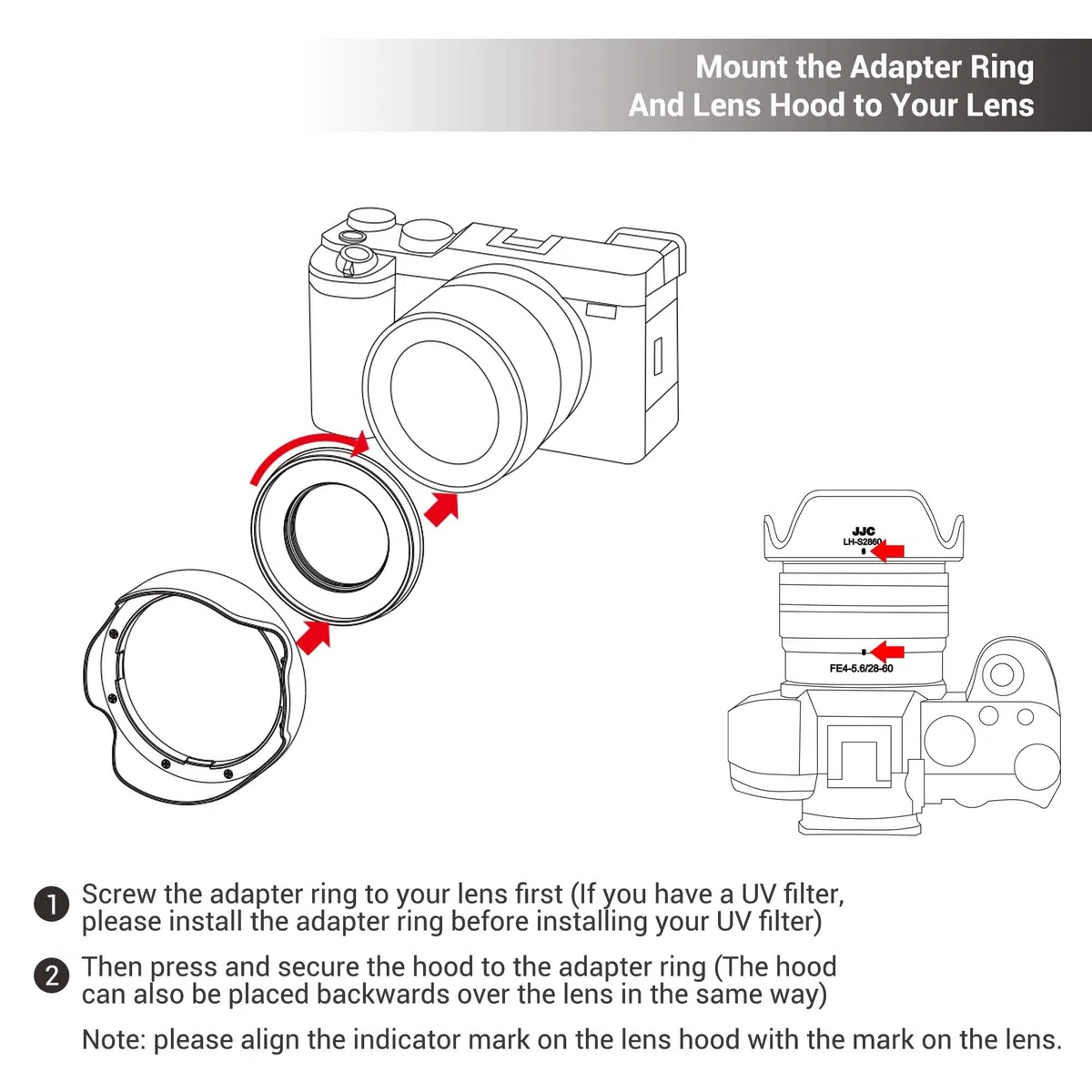 Petal Screw in Lens Hood for Sony FE 28-60mm f/4-5.6 Lens SEL2860 and Sony E PZ 16-50mm f/3.5-5.6 OSS Lens SELP1650 on Sony ZV-E1 ZV-E10 A7C A6400 A6300 A6100 A6000 with a 40.5mm Adapter Ring