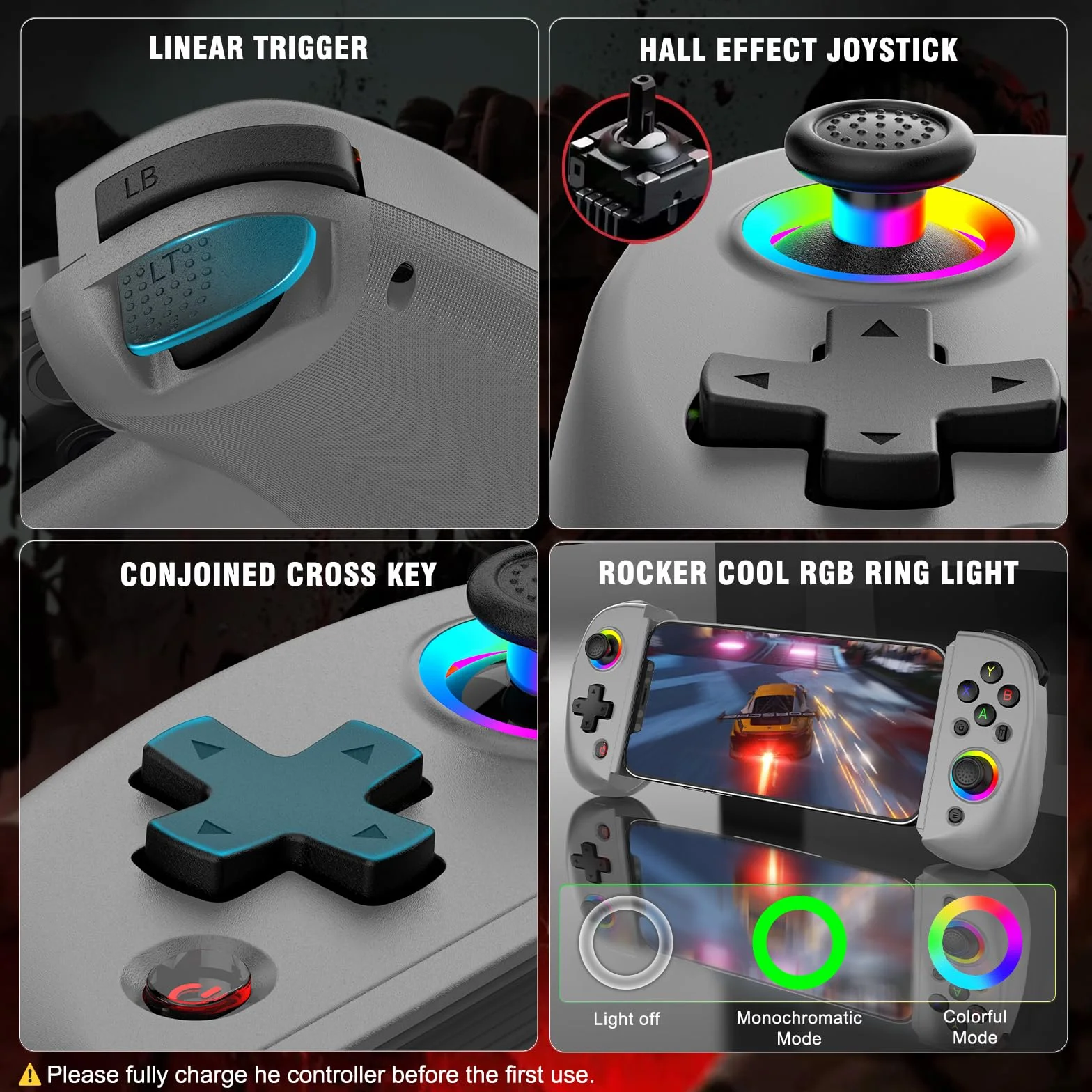 Joso Controlador de teléfono iPhone/iPad/Android/Tablet, Controlador D8 para Switch/PS/PC con joysticks de Efectos Hall Play COD, Genshin Impact, Controlador Android Compatible con Juegos en la
