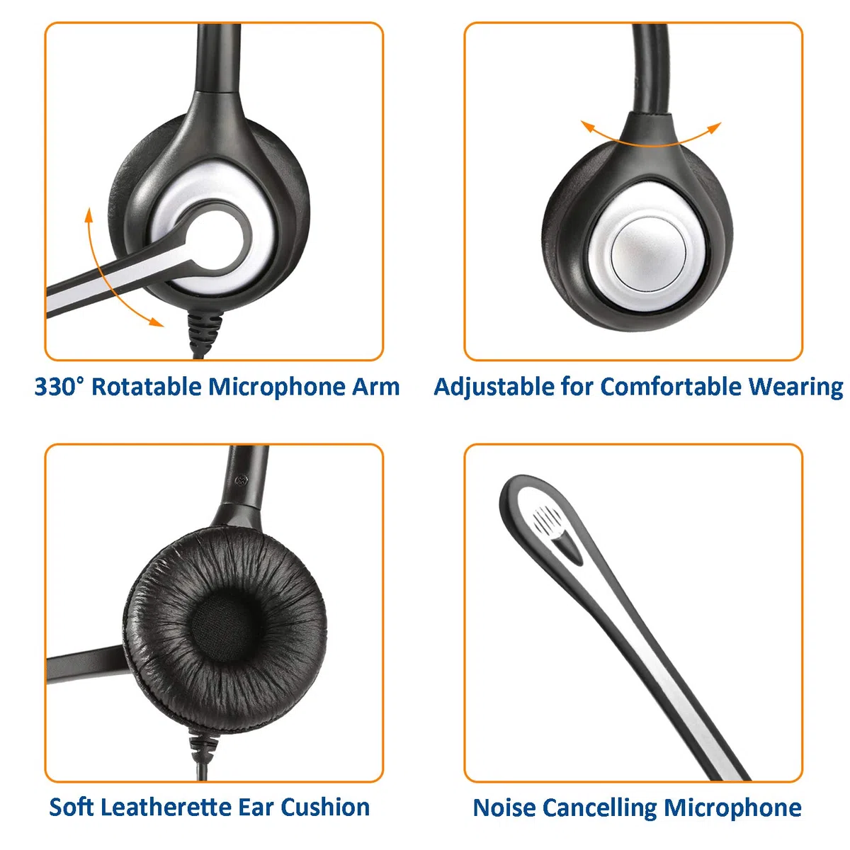 Auriculares Teléfono Fijo Inalámbrico 2,5 mm Dual, Micrófono con Cancelación de Ruido, WANTEK Cascos con Control de Volumen para Gigaset Panasonic Grandstream Teléfonos DECT(F602J25)