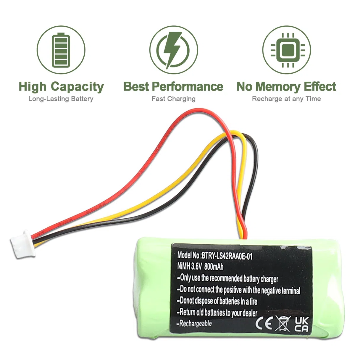 2 baterías de repuesto Ni-MH 3.6V 800mAh compatibles con Motorola Symbol LS4278, LS4278-M, LI4278, DS6878, 82-67705-01, BTRY-LS42RAAOE-01, K35466