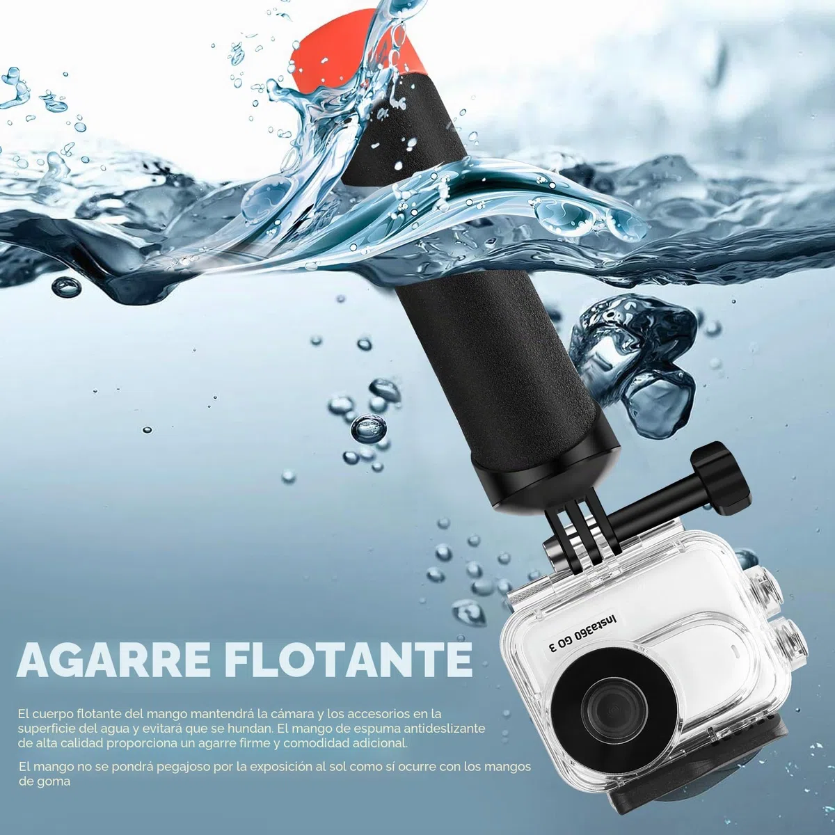 Funda impermeable y agarre flotante compatible con Insta360 GO 3S, carcasa protectora de buceo subacuático con accesorios de soporte para Insta360 GO 3S