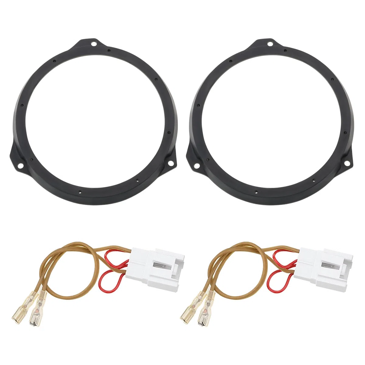 Adaptador de Altavoz de 165mm Y 6,5 Pulgadas Anillo de Soporte Adaptador de Altavoz de Puerta Delantera Y Trasera Plástico Compatible con Fiesta 2008 en Adelante con 2 Adaptadores de Cable