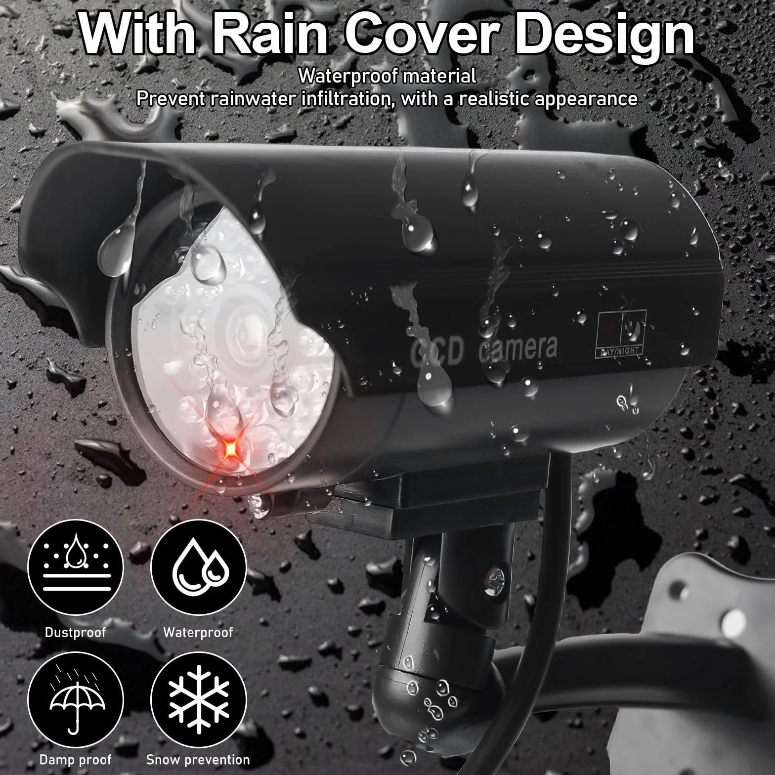GOMETY 4 cámaras de vigilancia para exteriores, falsas cámaras con LED parpadeantes rojos, cámara de vigilancia falsa para exteriores CCTV, cámara de seguridad para interiores y exteriores (negro) (4)