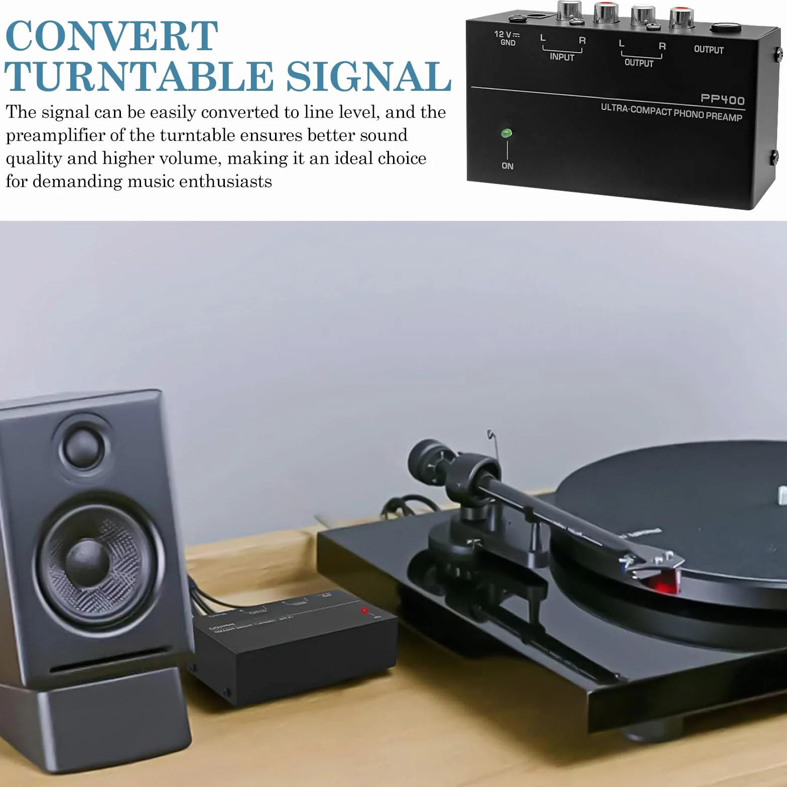 Preamplificador Phono, Preamplificador Phono, Preamplificador estéreo electrónico Mm, Entrada Y Salida RCA, Preamplificador de platino, Preamplificador para Platino Vinilo Phono con Fuente de
