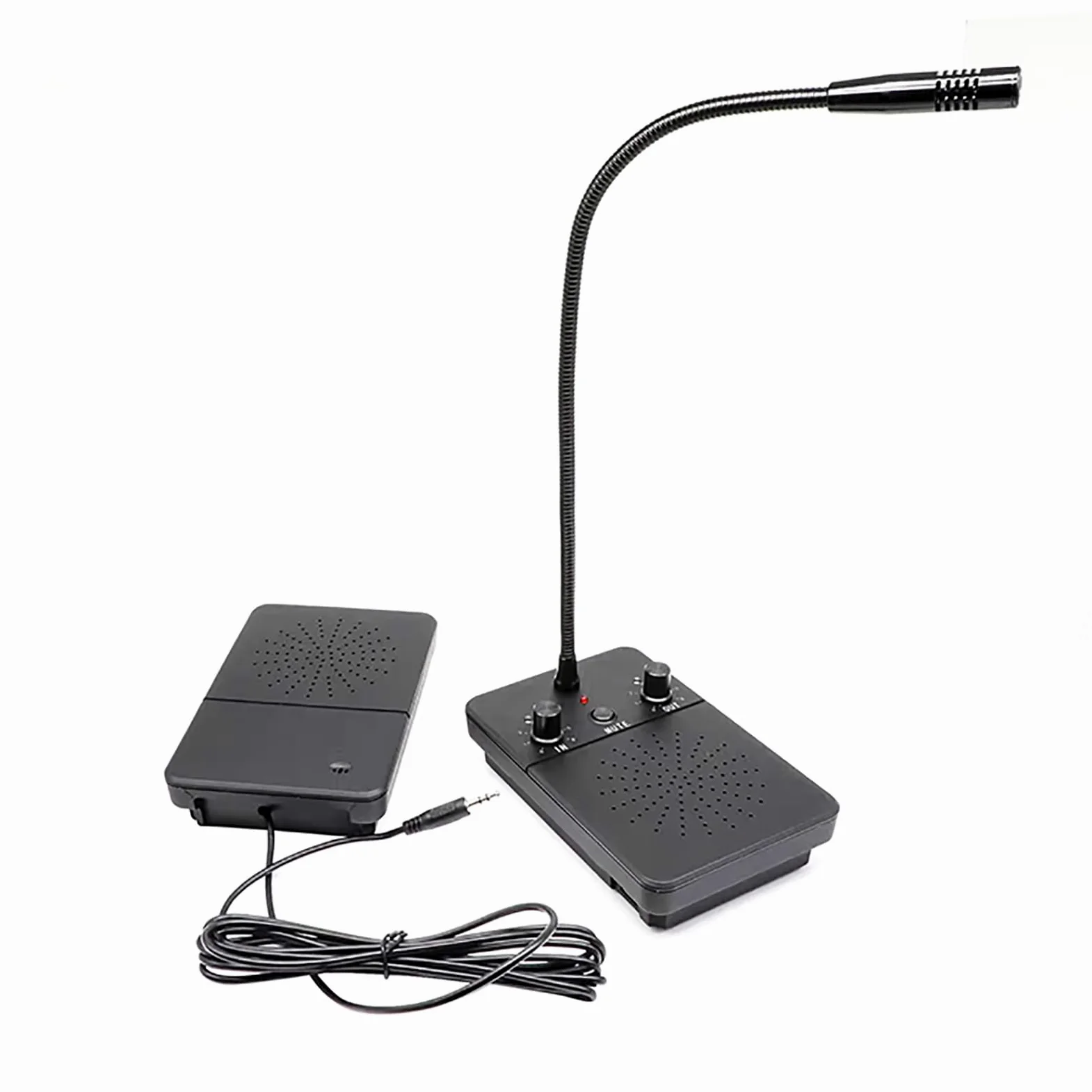 Intercomunicador Ventanilla, Microfono De Ventanilla, Intercomunicador Bidireccional Mostrador, Sistema De Intercomunicación De Altavoz De Ventana (5 Vatios Alta Potencia,Mute,Anti-interferencia)