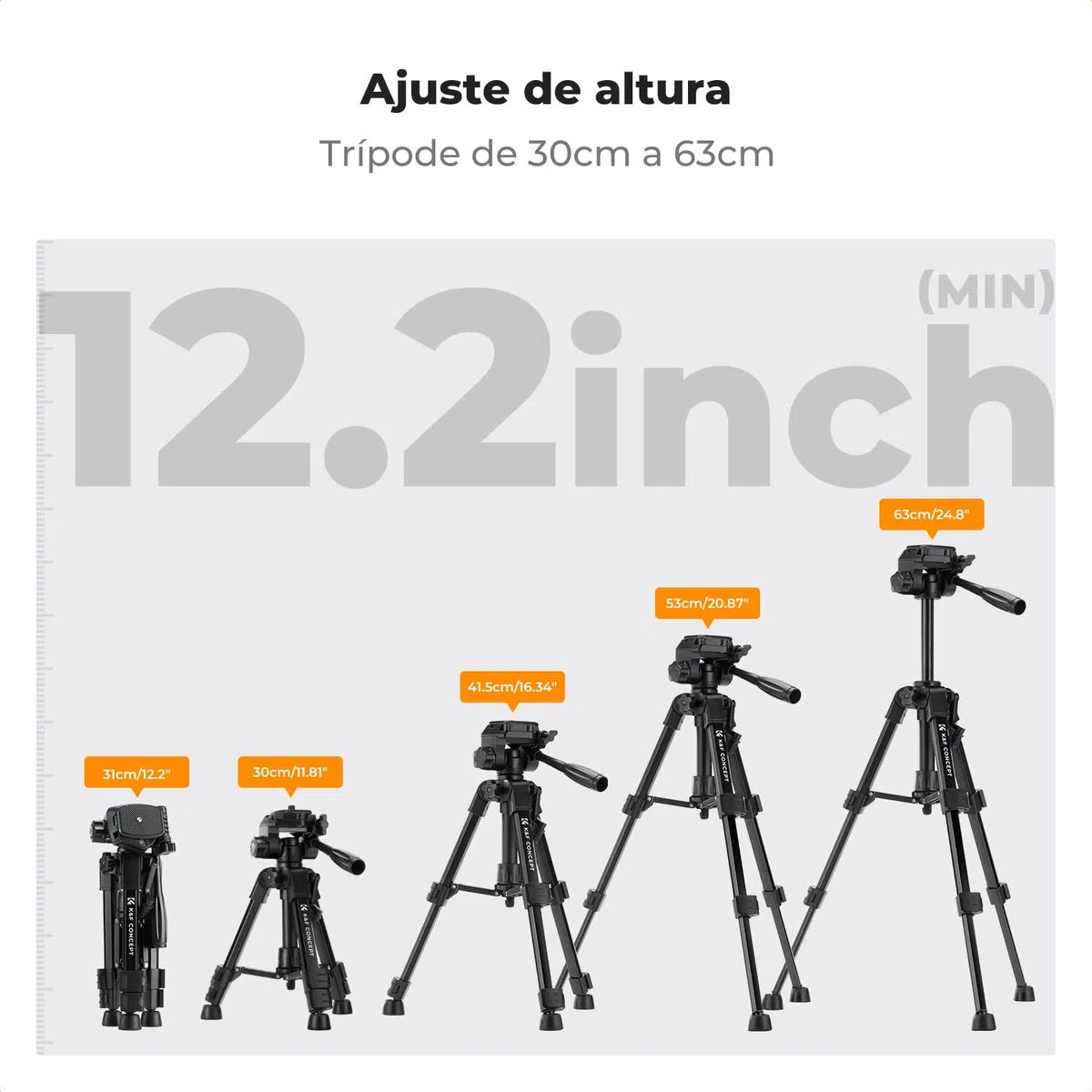 K&F CONCEPT Mini Trípode Mesa para Cámara, S233A0 Trípode de Aluminio 64cm con Control Remoto Pequeño y Portátil para Cámaras DSLR, Videocámaras, Teléfonos, Proyectores y Telescopios