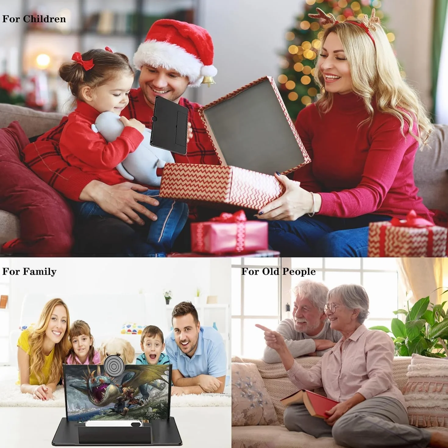 Lupa de Pantalla de teléfono 18 Pulgadas, Amplificador Pantalla movil 3D, HD Lupa para movil Plegable para Ver películas y Video para Todos Smartphone（Negro