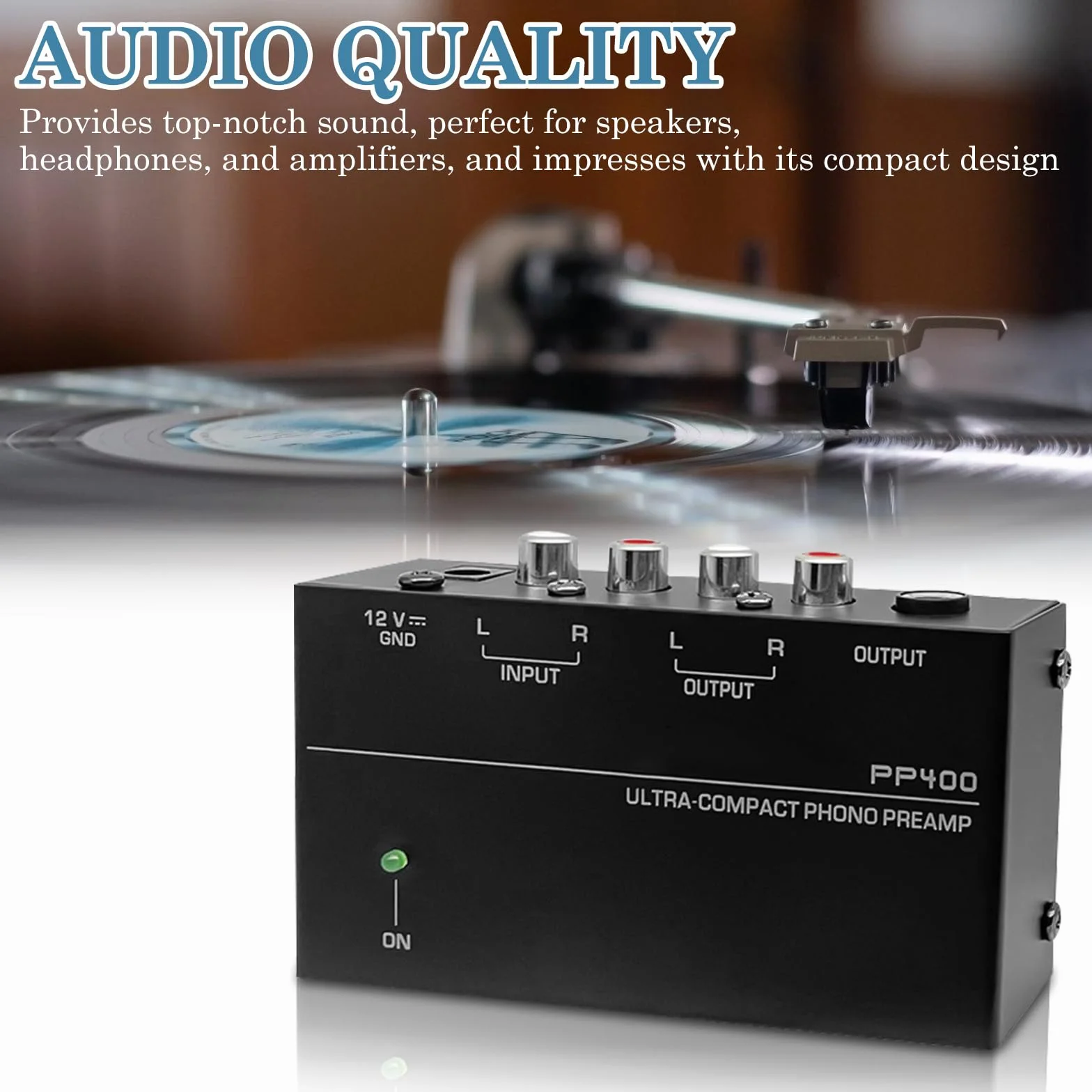 Preamplificador Phono, Preamplificador Phono, Preamplificador estéreo electrónico Mm, Entrada Y Salida RCA, Preamplificador de platino, Preamplificador para Platino Vinilo Phono con Fuente de