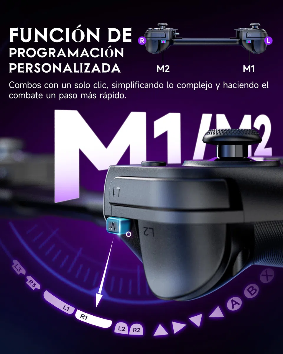 EasySMX M10 Móvil Mando de Juego para Teléfono Android (TIPO C) & iPhone 15 - iPhone 15 Mando Smartphone - Controlador de Juegos Móvil con Hall Joysticks/Triggers - Baja Latencia - Plug and Play