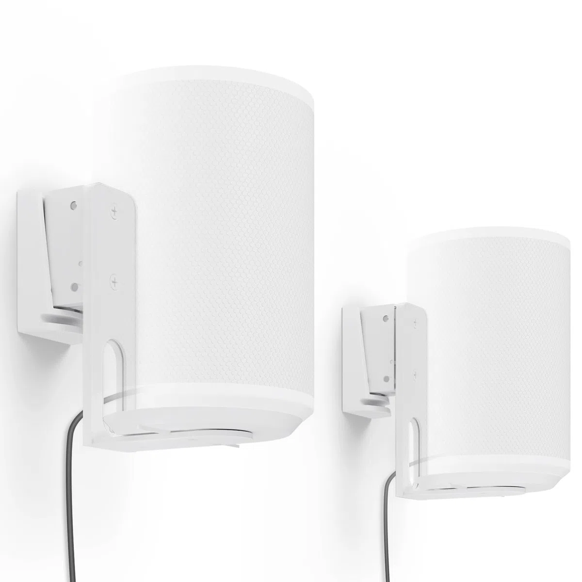 PUTORSEN Soporte de pared para altavoces Sonos Era 100, giratorio/inclinable/gestión de cables, soporte de pared para un mejor disfrute de audio, soporta hasta 3 kg (2 soportes, blanco)