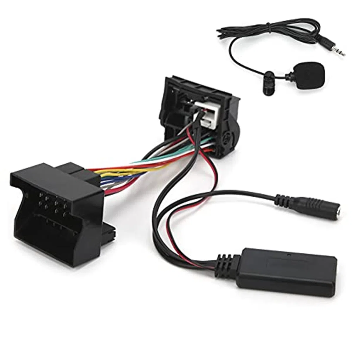 Cable Bluetooth, adaptador Bluetooth, cable Bluetooth de 12 pines y 12 V, adaptador de audio estéreo ABS con micrófono de repuesto, for Peugeot 207, 307, 407 y 308 Adaptador de micrófono de au