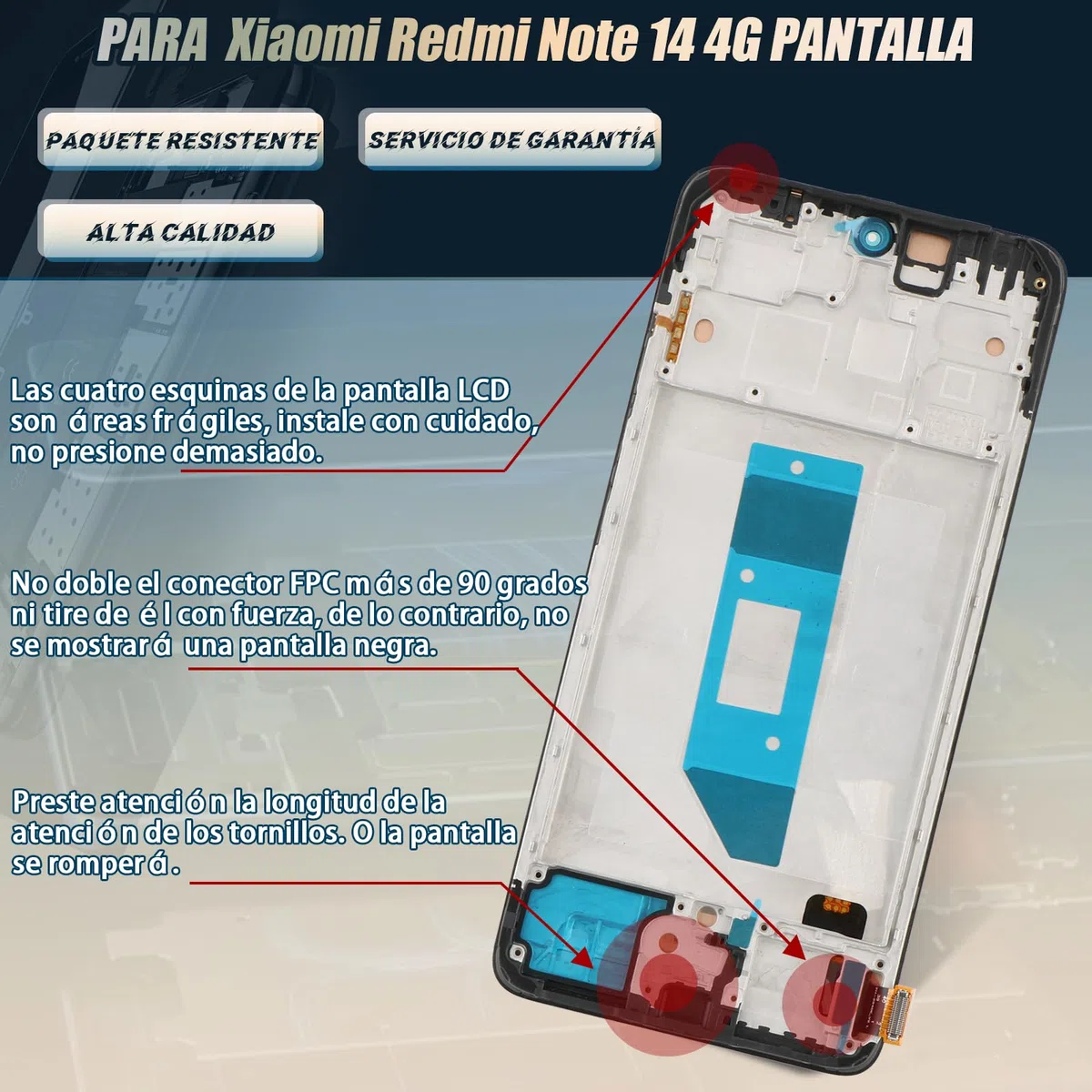 RongZy Pantalla para Xiaomi Redmi Note 14 4G 24117RN76E incell Táctil LCD de Repuesto Ensamblaje Digitalizador Reemplazo para Xiaomi Redmi Note 14 4G con Herramientas de Reparación(con Marco