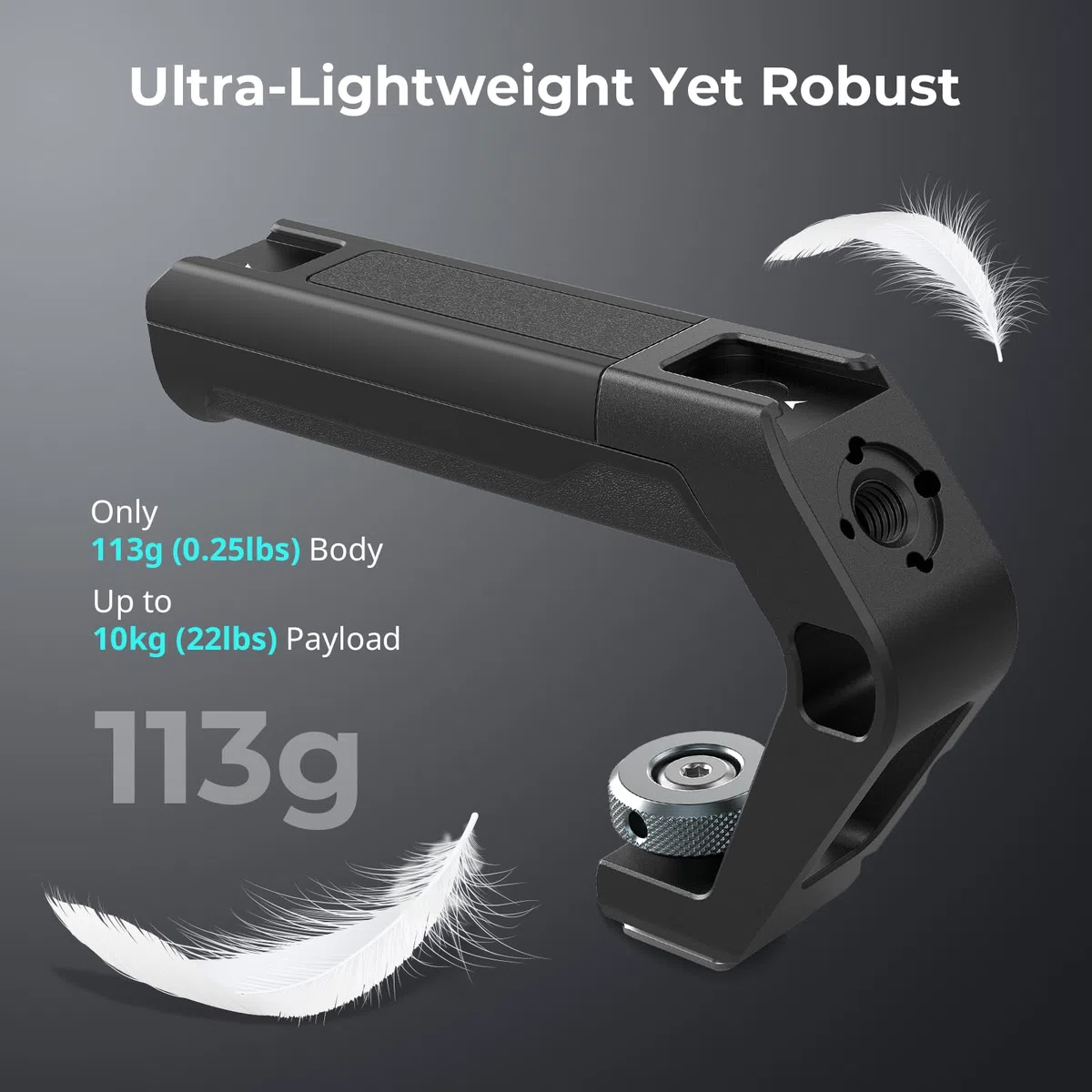 SMALLRIG Asa Superior Ligera con Zapata Fría, Solo 113g, Empuñadura con Agujero de Localización ARRI y Dos Zapatas Frías, para Cámaras y Jaulas - 5976