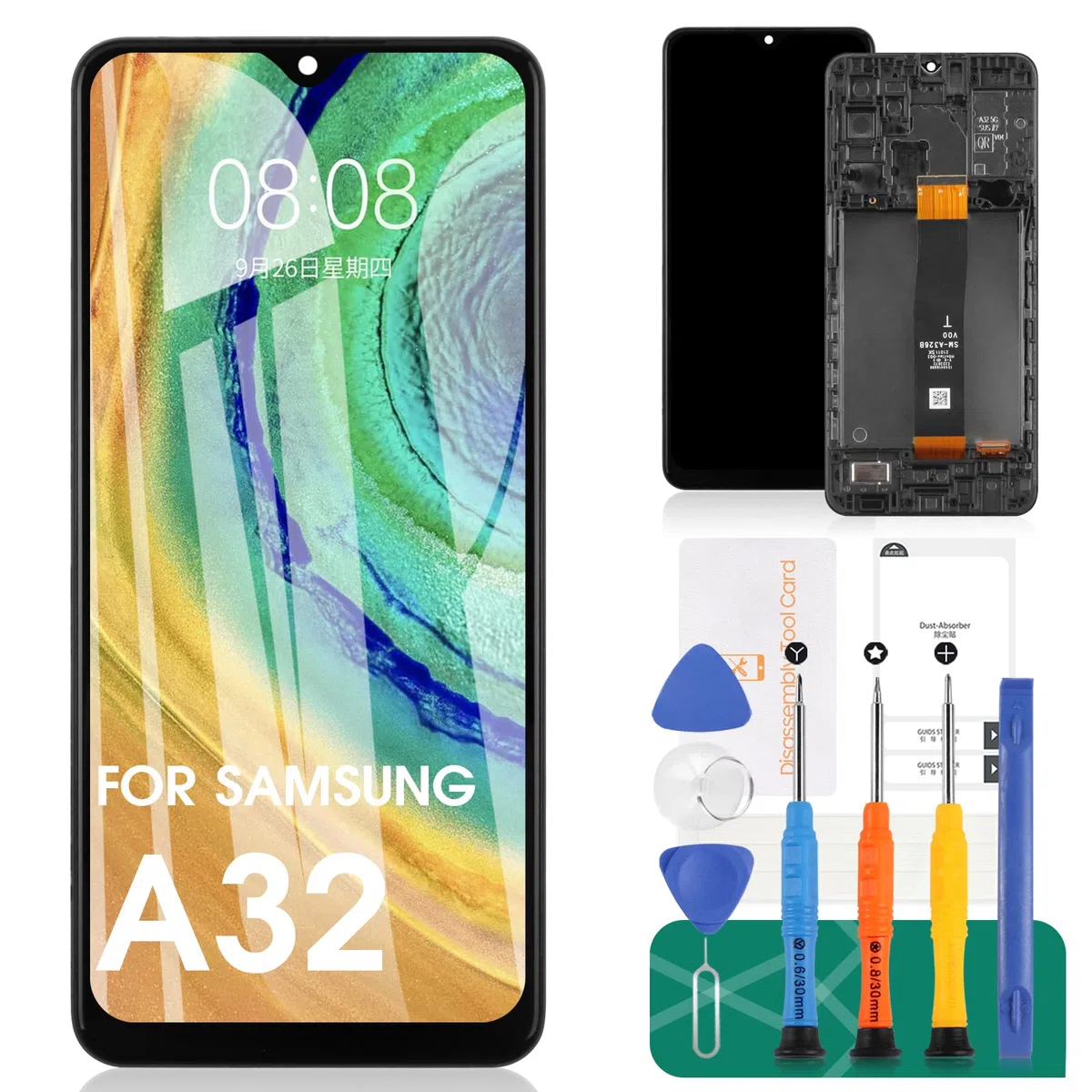 SRJTEK para Samsung Galaxy A32 5G 2021 Pantalla de Repuesto SM-A326 A326B A326K A326J A326 Teléfono móvil LCD Pantalla táctil digitalizador Asamblea de Vidrio de reparación con Frame(Color: Negro)