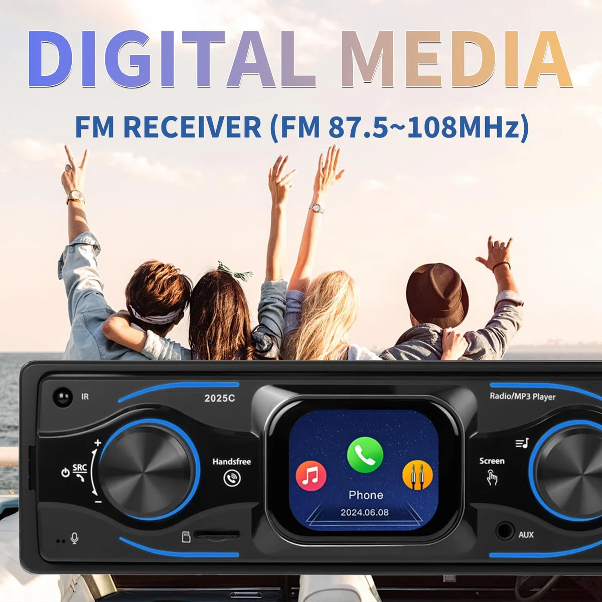 Inefala 1 DIN Radio Coche Bluetooth, Autoradio 1 DIN soporta Llamadas Manos Libres, Puertos USB, SD, AUX-in, Radio FM, Reproductor de MP3 con SWC EQ