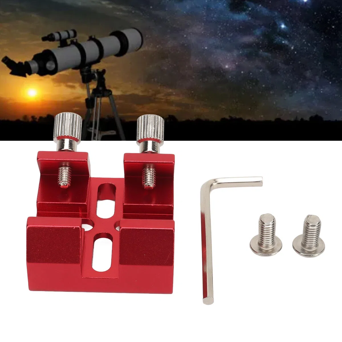 Base Universal de Cola de Milano para Buscador, Soporte de Montaje de Telescopio óptico de Aleación de Aluminio, Placa de Ranura de Cola de Milano de Montaje de Telescopio (Rojo)
