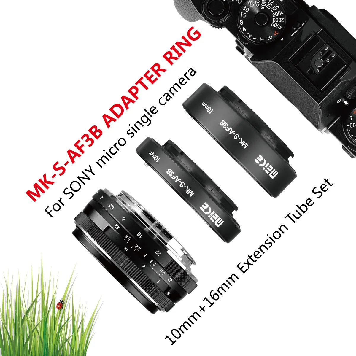 Meike MK-S-AF3B Auto Focus tubo de extensión de plástico 10mm 16mm Para Sony A7 A7M2 NEX 3 NEX 5 NEX 6 A6600 A5000 A6000 A6100 A6300 A6400 A6500 A9