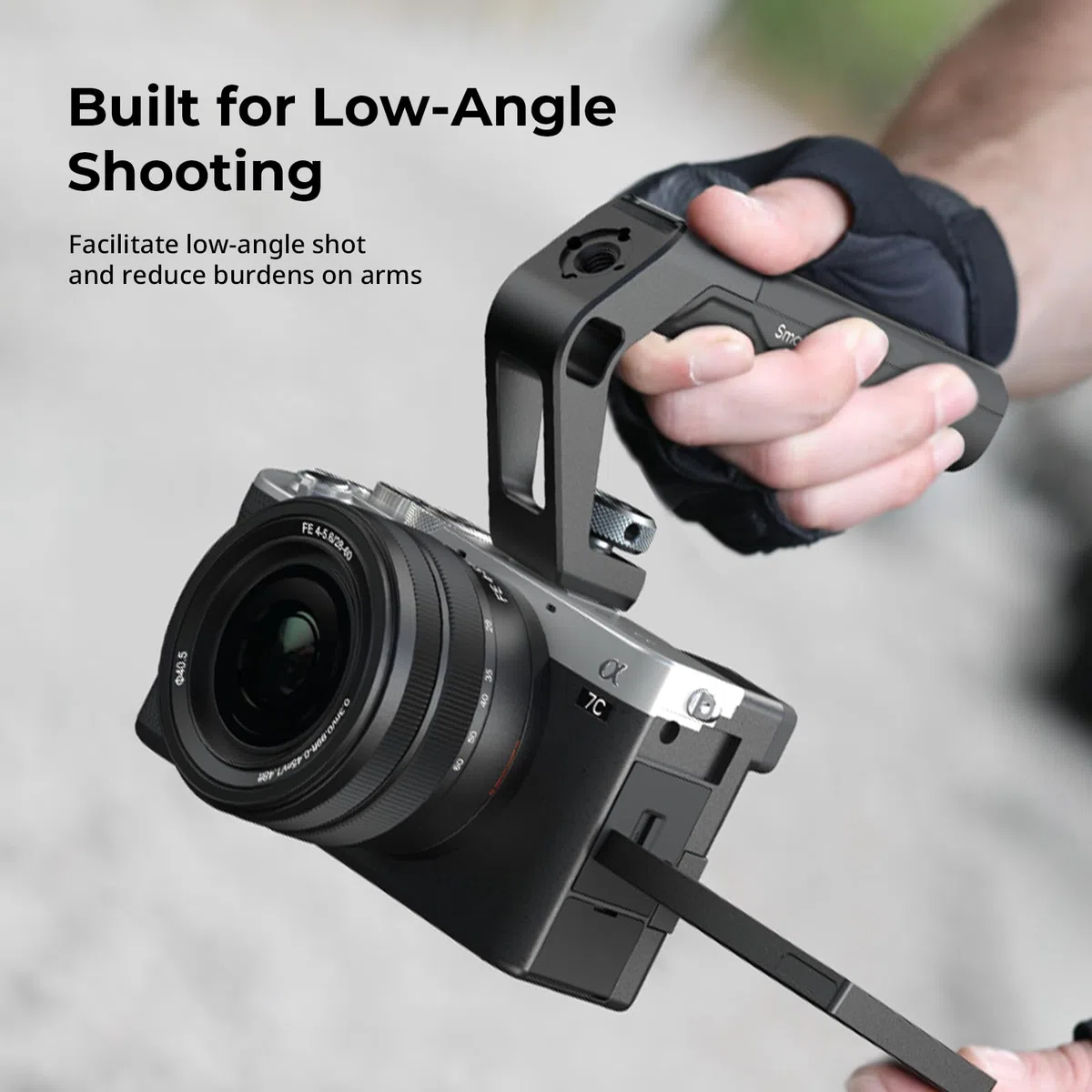 SMALLRIG Asa Superior Ligera con Zapata Fría, Solo 113g, Empuñadura con Agujero de Localización ARRI y Dos Zapatas Frías, para Cámaras y Jaulas - 5976