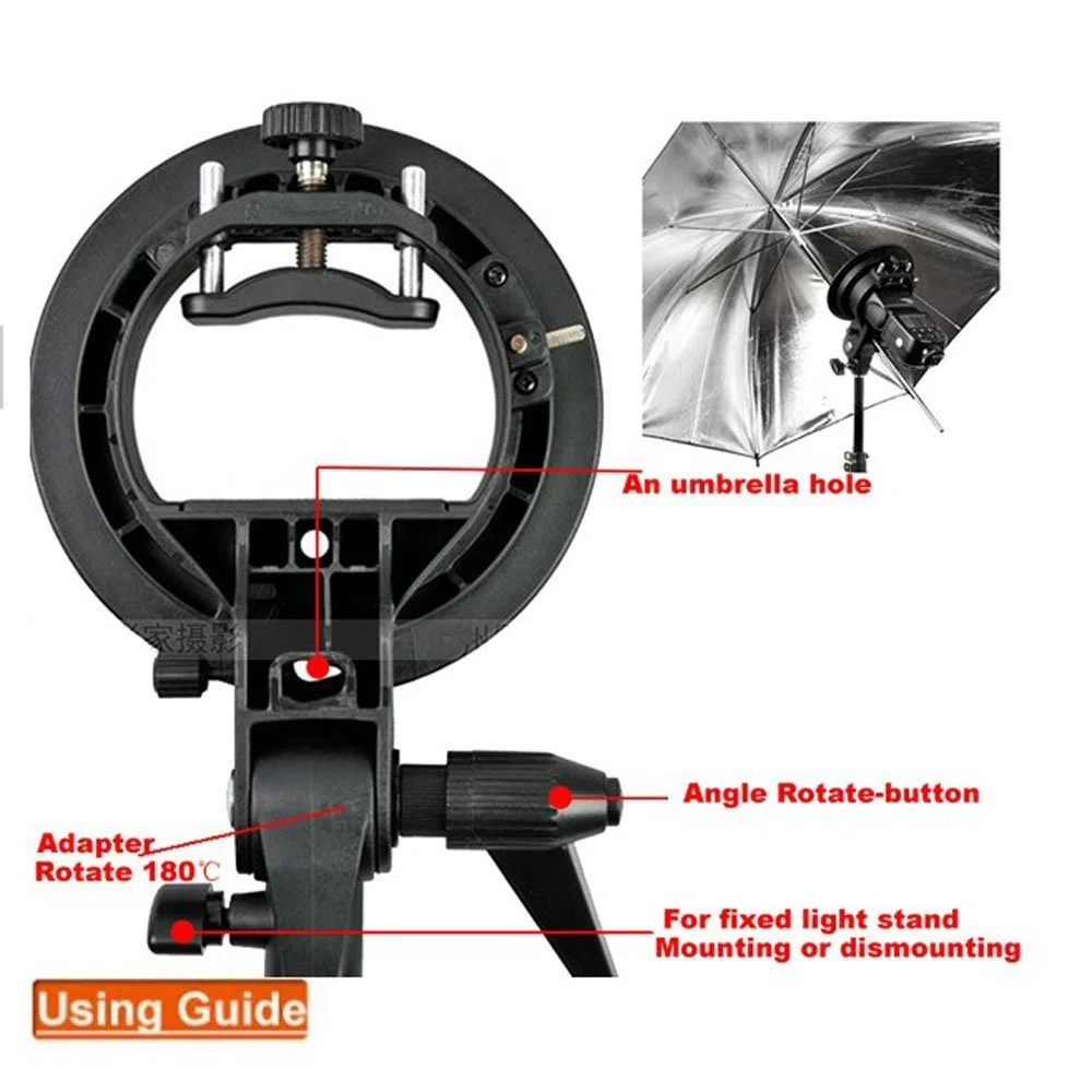 Godox Soporte Tipo S Bowens para Speedlite Flash Snoot Softbox Beauty Dish Reflector Umbrella