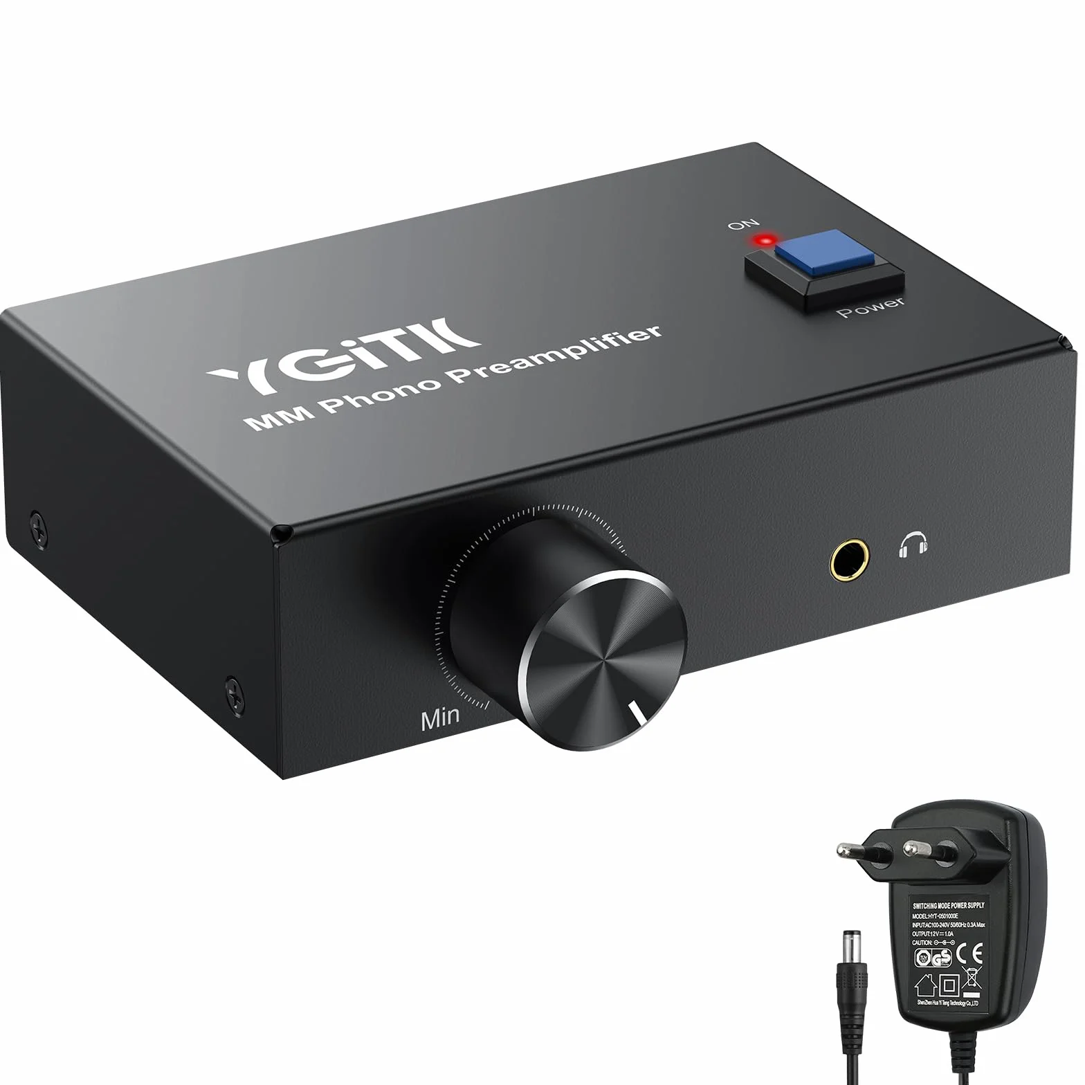 Preamplificador de Phono con Botón de Volumen, Mini Preamplificador de Giradiscos Ultracompacto para Tocadiscos MM con Salida 3.5mm/RCA y Alimentación DC 12V,Sonido de Alta Fidelidad