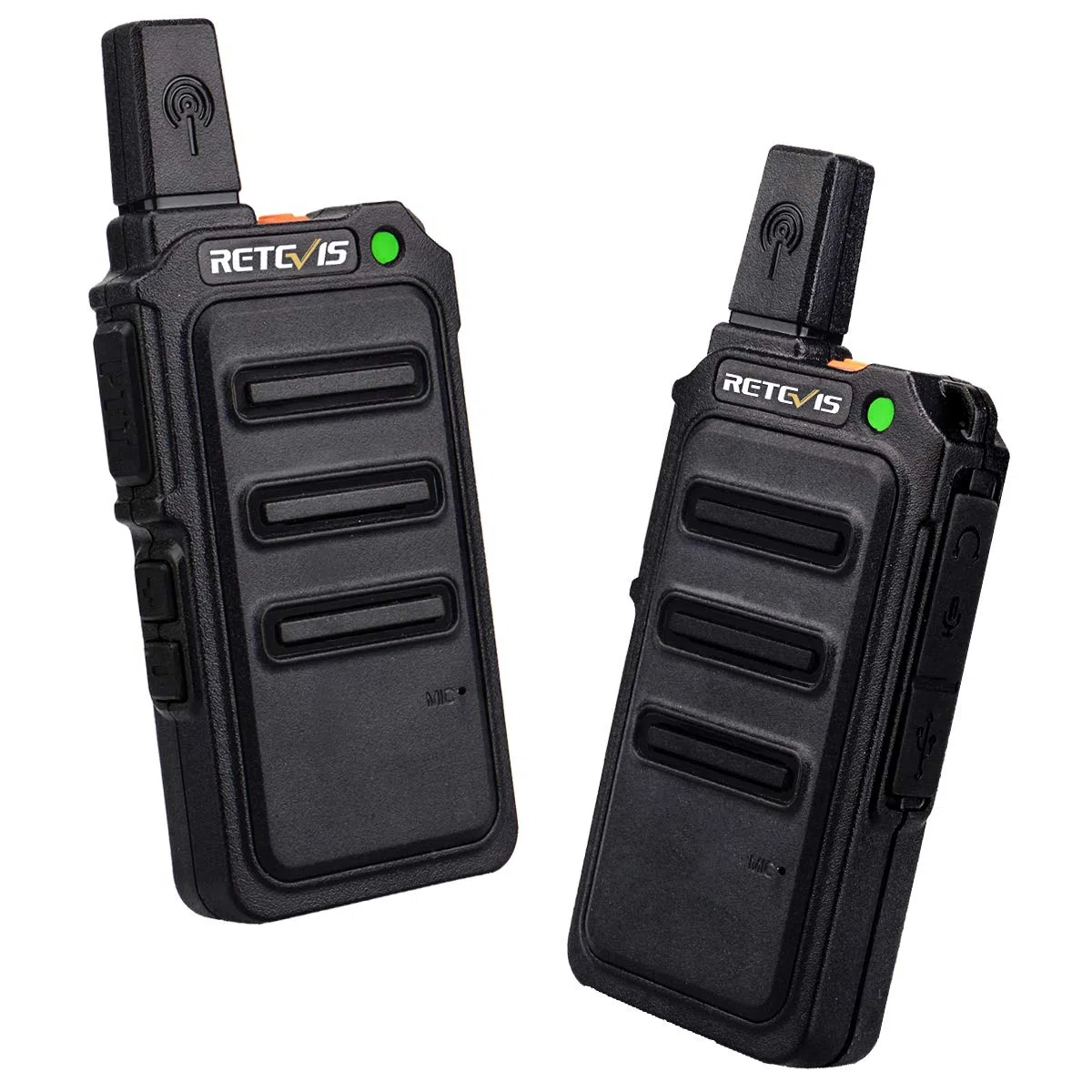Retevis RT619 Walkie Talkie Recargable 1300mAh, PMR446 16 Canales Walkie Talkie Profesional, VOX Libre de Licencia, Mini Radiocomunicación para Familia, Viaje (2Pcs, Negro)