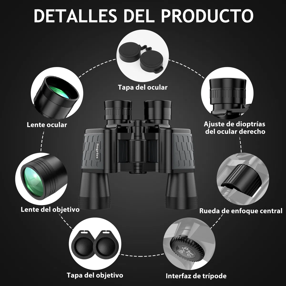 Prismáticos HD 10x50 para adultos, potentes, impermeables y compactos, para observación de aves, caza, viajes, visión con poca luz, agarre antideslizante, aspecto duradero