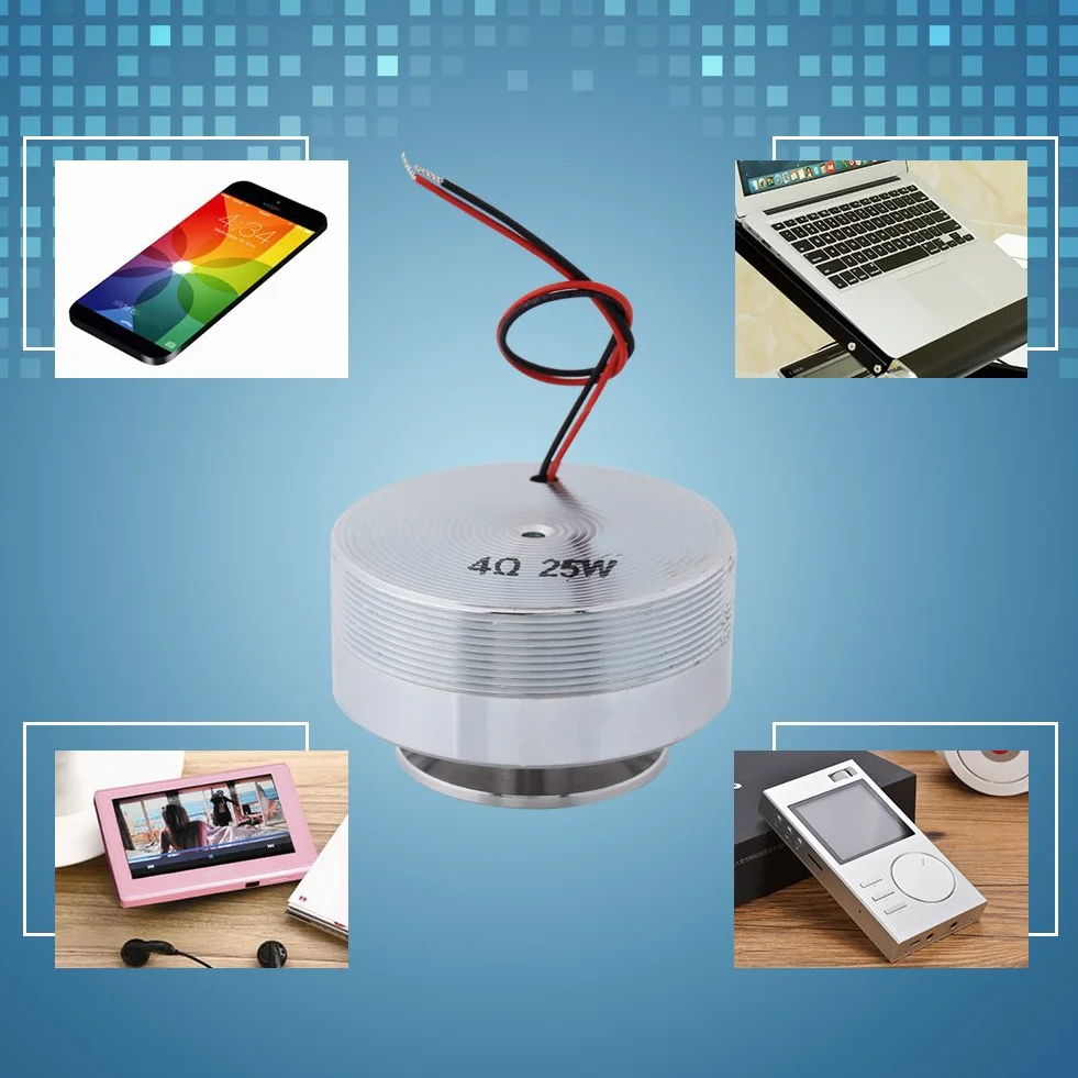 Altavoz de Resonancia Portátil 50MM (2 Pulgadas) con Vibración Fuerte y Bajo - Frecuencias Completas Compatible con Computadora, Laptop, MP3, MP4, CD, Teléfono Móvil, (4Ω 25W)
