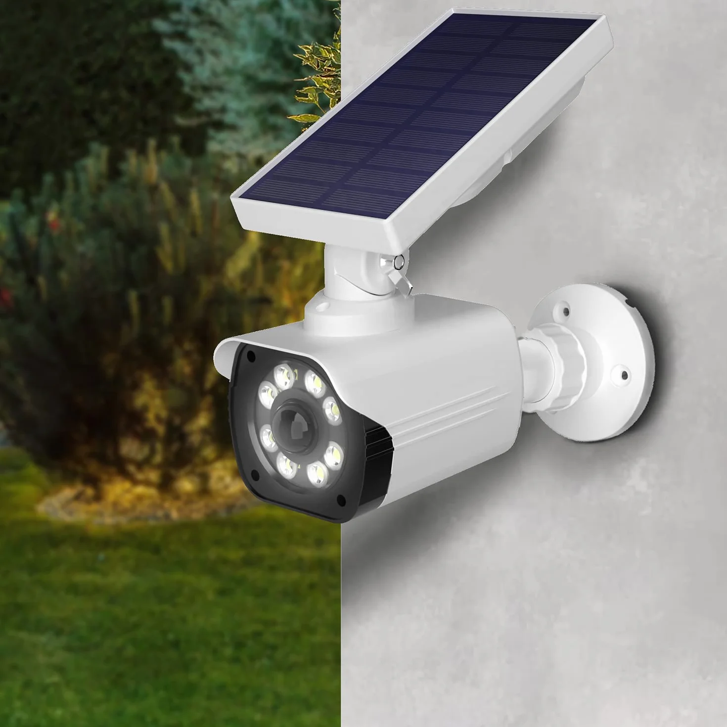 Maclean SOL1800S Kamera Attrappe mit LED-Licht Überwachungskamera PIR-Bewegungsmelder Dummy Kamera Solarbetrieben Geeignet für Außenbereich IP66 Wasserdicht
