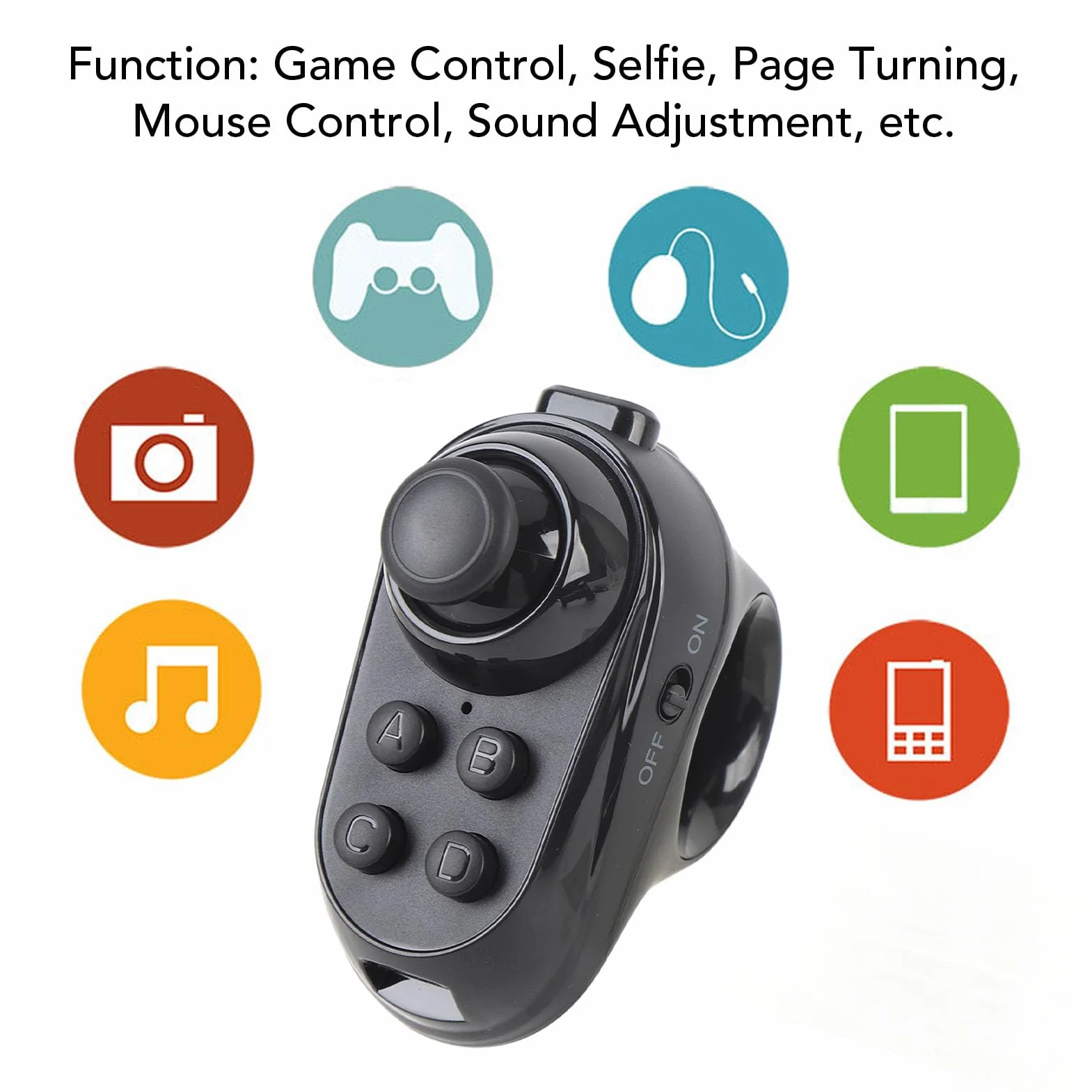 VBESTLIFE Bluetooth VR Remote Controller, Mini VR Remote Controler Bluetooth Gamepad Timer Joystick, para Gafas de Realidad Virtual, Teléfonos Móviles, Tabletas