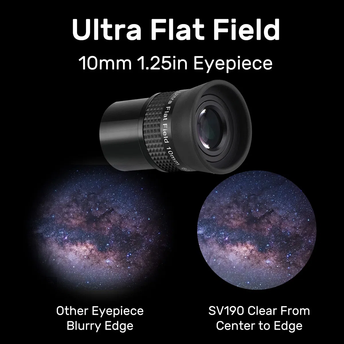 Svbony SV190 Telescopio Ocular 1.25",UF10mm Ocular de Campo Ultraplano,Ocular de Totalmente Multicapa para Fotografía Visual y Astrofotografía
