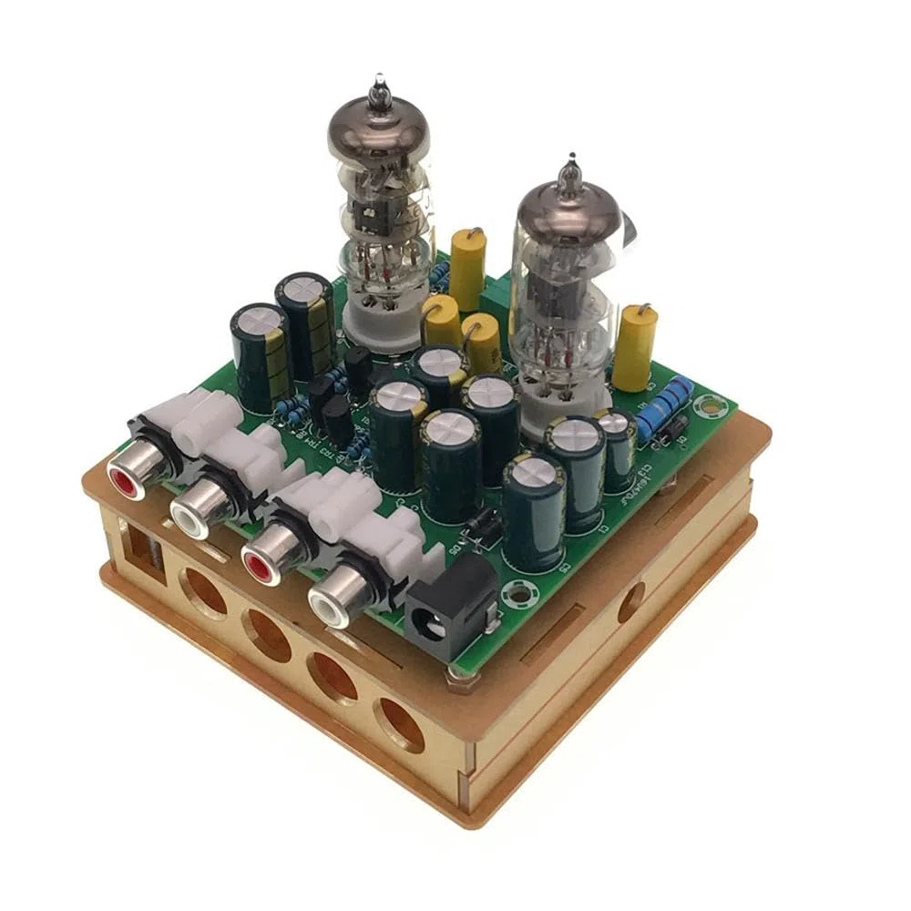 Kit de amplificador de tubo, preamplificador de válvula electrónica 6j1, preamplificador de bricolaje, kit de piezas de protección de carcasa con kit de carcasa de caja, kit de placa de