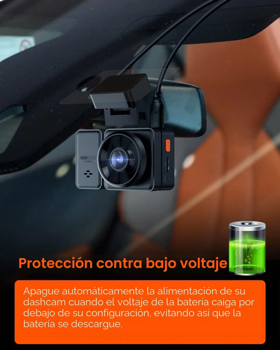 VANTRUE Kit de cableado USB-C de 5 Niveles y 11,5 pies con Acceso para Todas Las cámaras CDashcam USB, 6 configuraciones de Tiempo de grabación, 12 V-24 V a 5 V, 24 Horas. Modo de estacionamiento