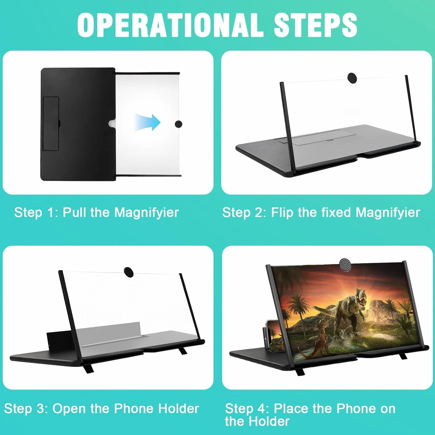 Amplificador de Pantalla para Movil, 16 Pulgadas HD Lupa para Móvil, 3D Pantalla Aumento movil para Ver Películas y Videos, Lupa Pantalla Plegable para Todos los Smartphones