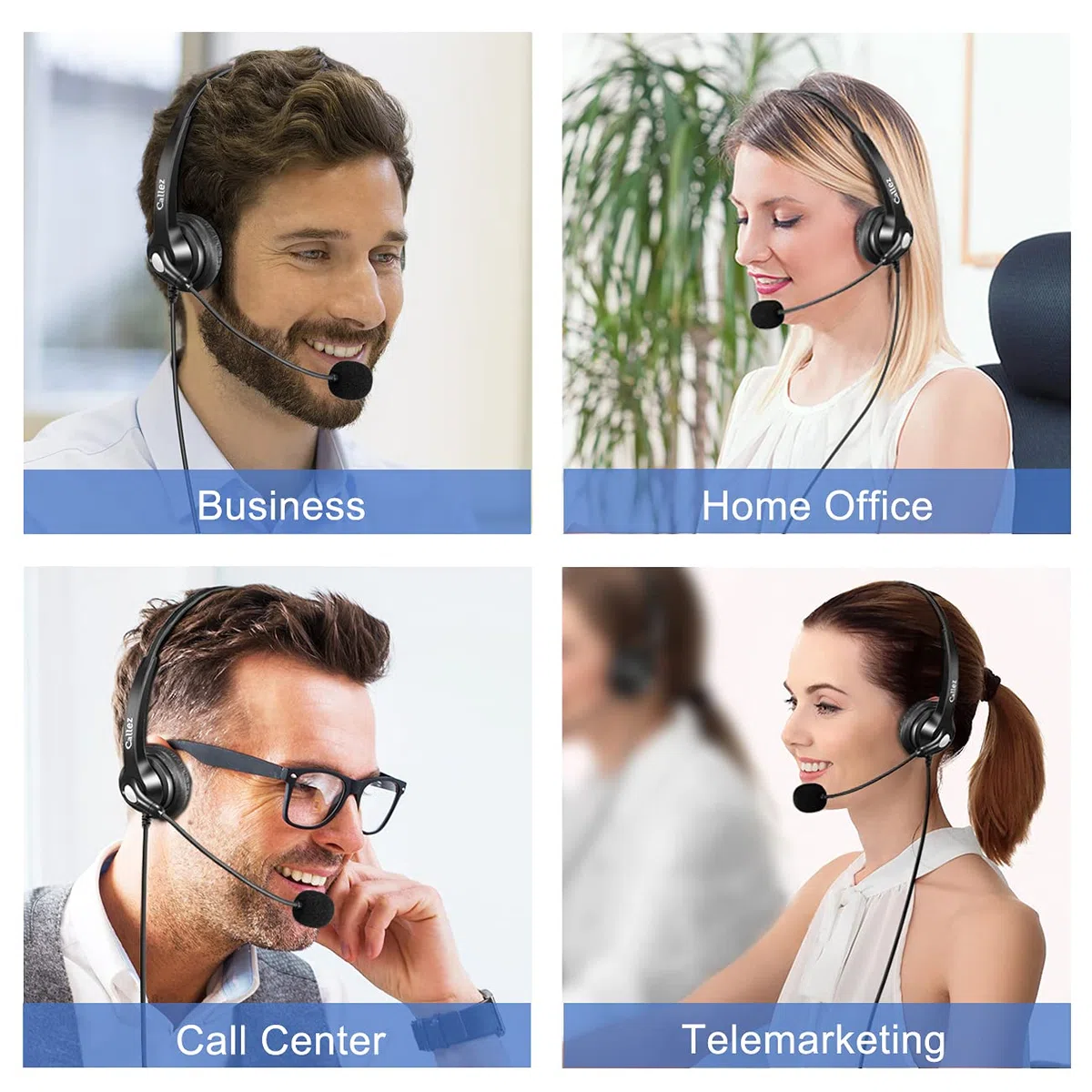 Auriculares Teléfono Fijo RJ9, Micrófono con Cancelación de Ruido, Cascos Binaurales para Grandstream GXP2130 2135 2160 1620 1630 Yealink SIP-T41P T21P T23G T40 Snom D725 Avaya Oficina Call Center