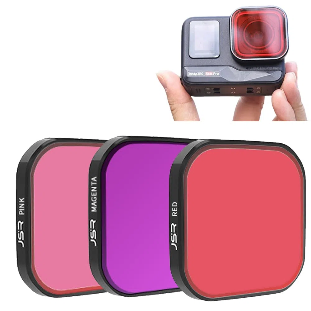 Filtro de Buceo Rosa/Rojo/Violeta Submarino Filtro Lente Protección Accesorios para Insta360 Ace Pro 2/Insta360 Ace Pro (3PCS)