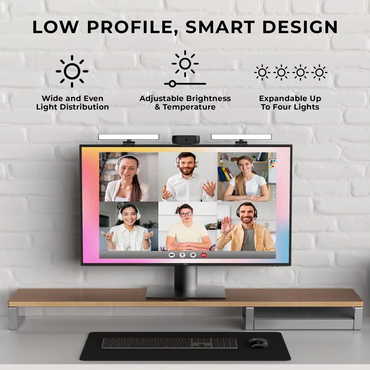 HumanCentric Iluminación de videoconferencia: Solo luz Adicional para transmisión y videoconferencia, para configuración de luz Doble, Triple o cuádruple, Solo el Kit Adicional Requiere un Kit