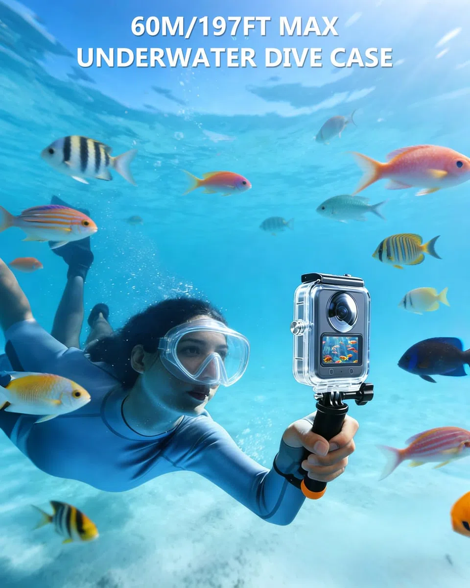 Funda protectora impermeable para DJI Osmo 360, 60 m/197FT carcasa impermeable, carcasa sumergible compatible con DJI Osmo 360