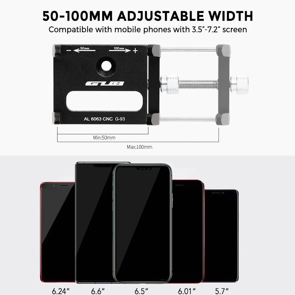 Soporte Universal para Teléfono Móvil de Bicicleta y Moto - Ajustable 3,7-7,2 Pulgadas, Aluminio, para Mountain Bike