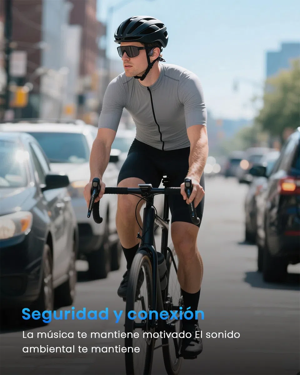 Auriculares de conducción ósea Bluetooth 6.0 — Auriculares deportivos inalámbricos de oído abierto. Resistencia al agua y al sudor IPX7; 2 horas de carga para. Ideales para ciclismo y running