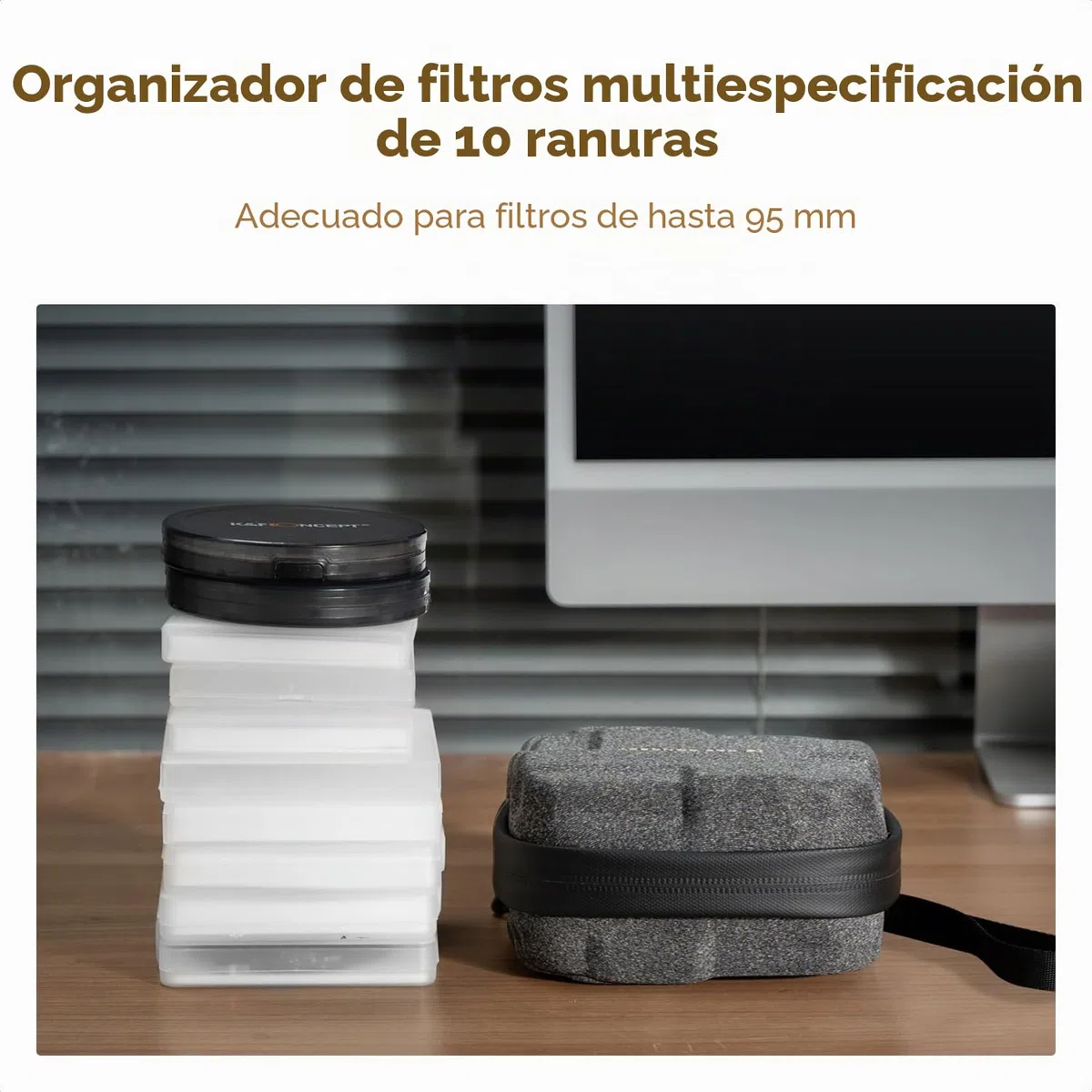 K&F Concept Estuche de Filtro de Lente 10 en 1, Funda rígida para Filtro de cámara de hasta 95 mm con Correa de Mano, Cartera de Almacenamiento Impermeable para Filtro ND UV CPL