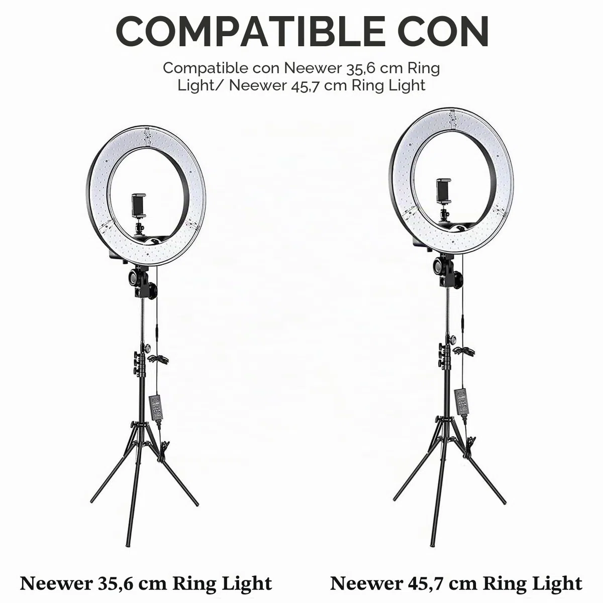 KFD DC 15V Adaptador de Corriente para Neewer Fotografía 14" 18" Photo Studio Ring Light Fuente de Alimentación Trípode Foto Estudio Anillo Luz NW-150480D2 Cable de Alimentación