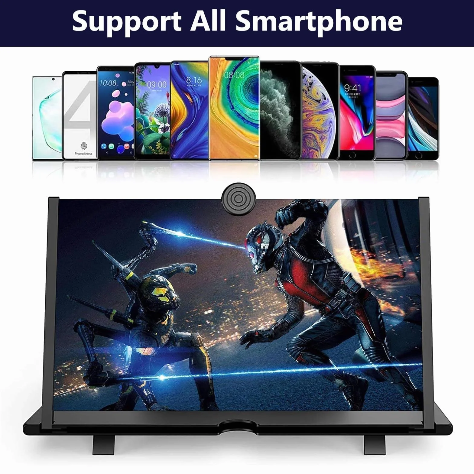 Lupa de Pantalla de teléfono 18 Pulgadas, Amplificador Pantalla movil 3D, HD Lupa para movil Plegable para Ver películas y Video para Todos Smartphone（Negro