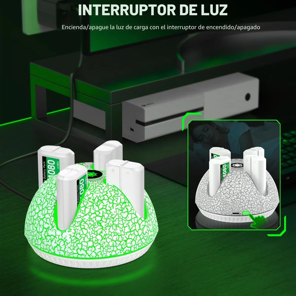 4 X 4080mWh Bateria para Mando Xbox Series X, Bateria para Mando Xbox con luz ambiental/15 Horas de Tiempo de reproducción, Batería para Mando Xbox Compatible con Xbox Series X/S, Xbox One S/X/Elite